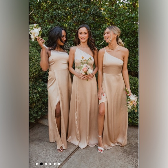 NWOT SHOW ME YOUR MUMU - Shannon One Shoulder Dress size XXL COLOR CHAMPAGNE - Picture 2 of 5